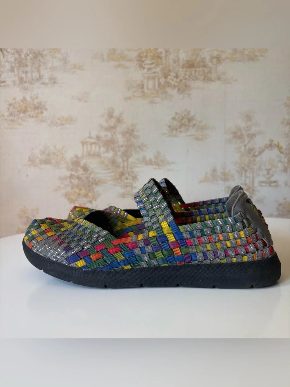 Baretraps Ideena Woven Rainbow Multicolored Mary Jane Flats 7.5 US